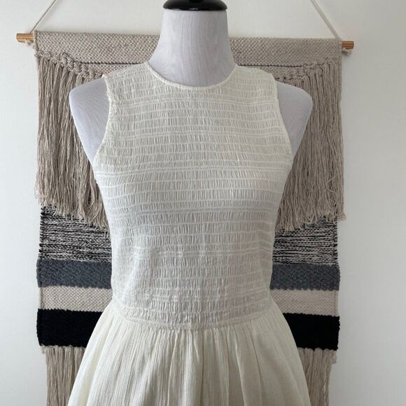 ULLA JOHNSON Smocked Gauze Cowrie Dress Size 4 - Picture 5 of 12